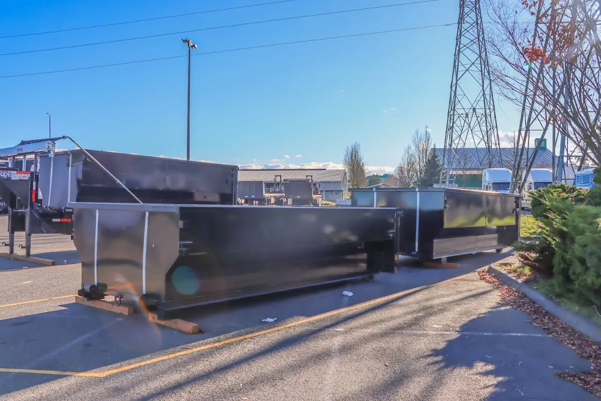 Roll-off dumpster ready for waste disposal at job site for 4 Yard Dumpster Rental in South Lebanon